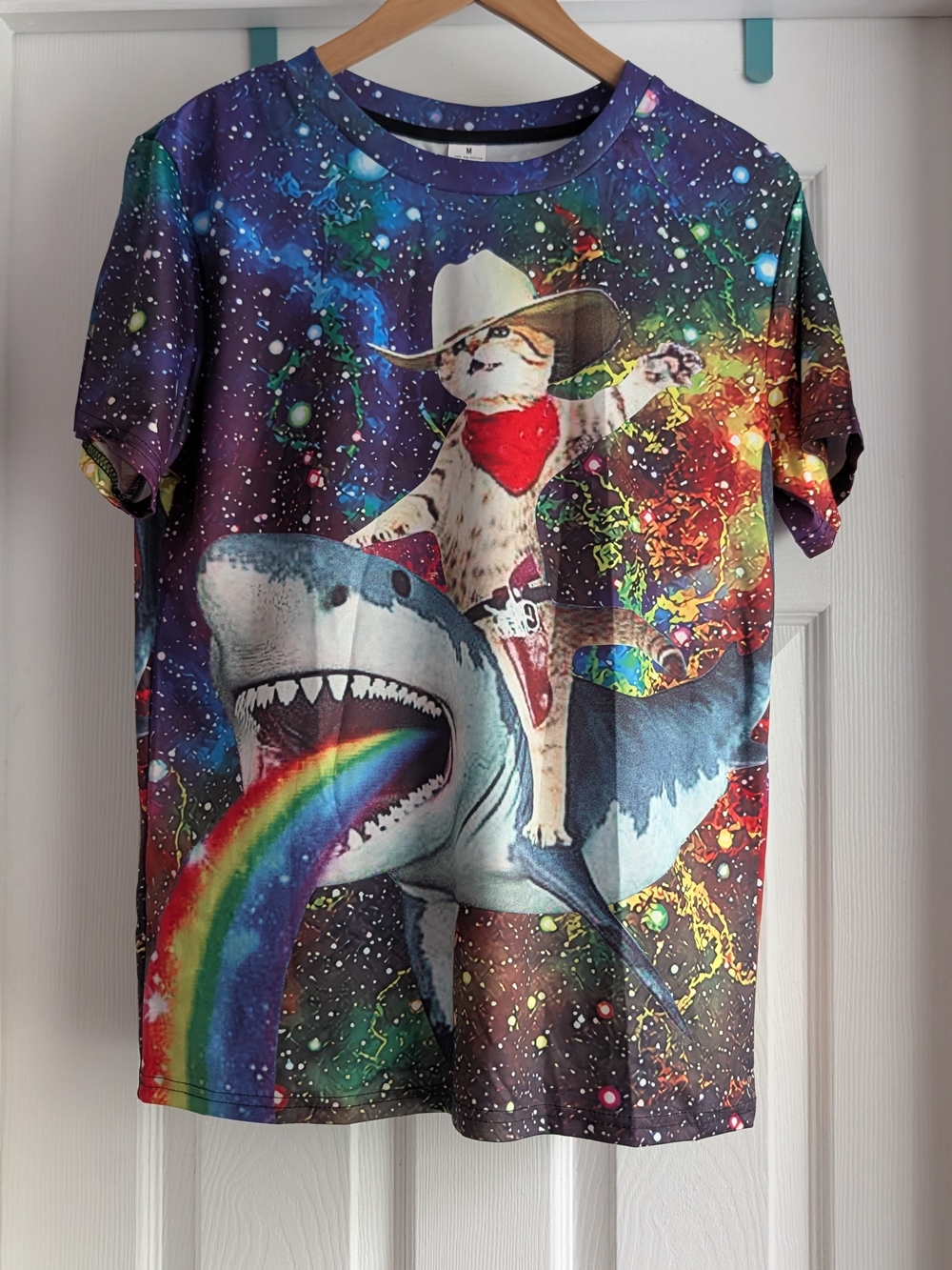 Kids Multicolor Graphic Tee with Cat Cowboy Design